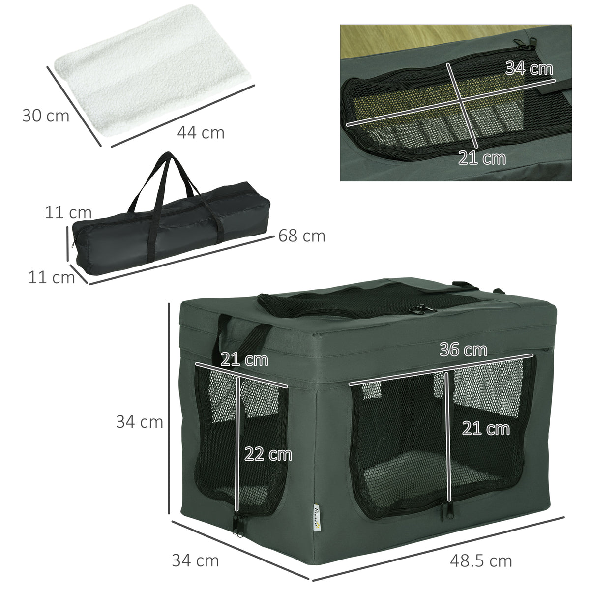 PawHut 48.5cm cushioned pet carrier – view 6