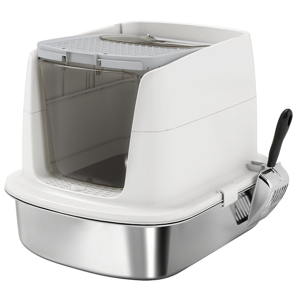 PawHut large stainless steel litter box