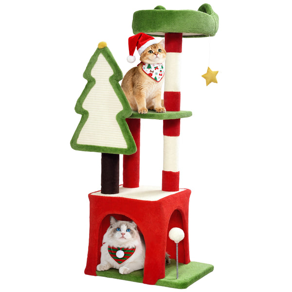 120cm festive green Christmas cat tree