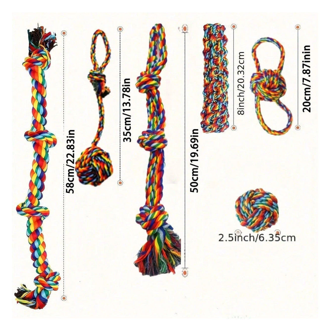 6-piece cotton rope dog toy set – view 7