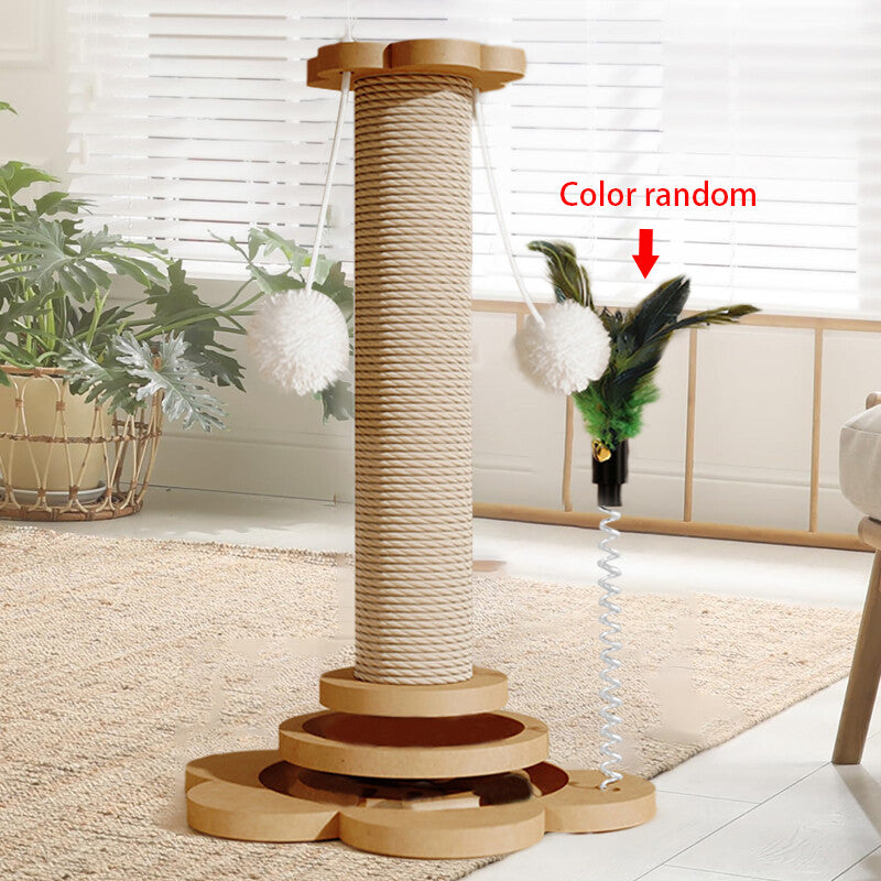Tall natural sisal cat scratching post – view 2