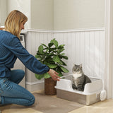 Stainless steel cat litter box with detachable rim – view 3