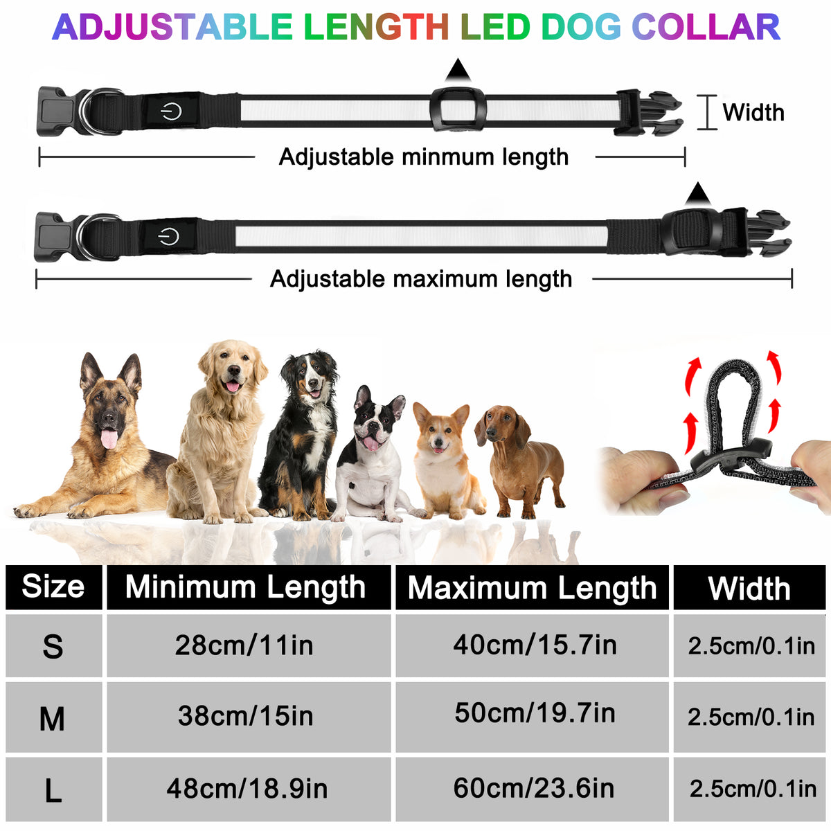 Rechargeable LED light-up dog collar – view 4