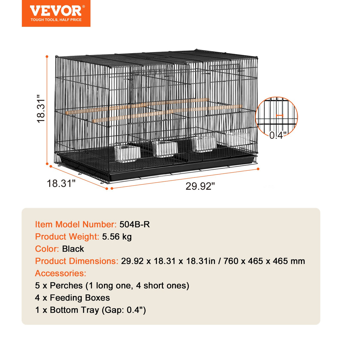 18in parakeet flight cage with divider – view 2