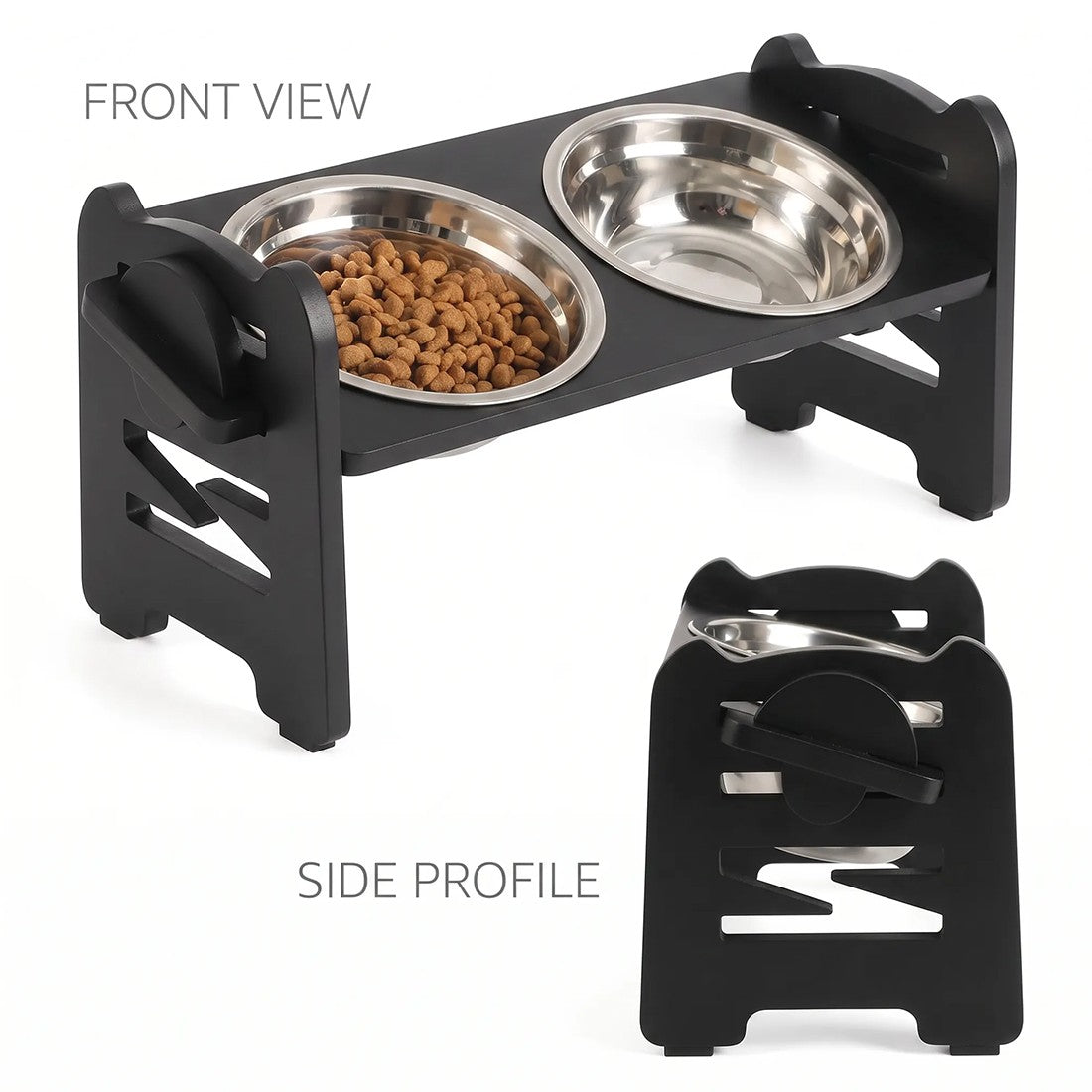 Adjustable raised dog feeding stand – view 4