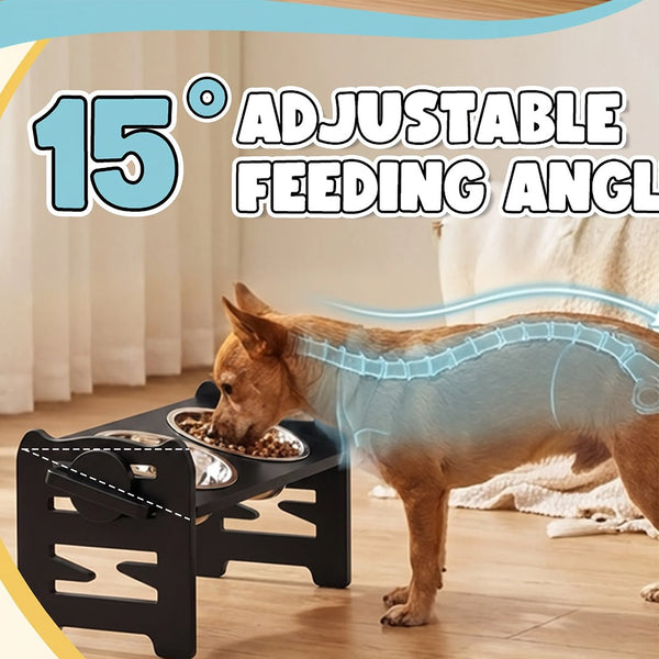 Adjustable raised dog feeding stand