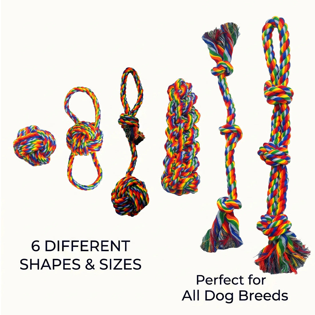 6-piece cotton rope dog toy set – view 2