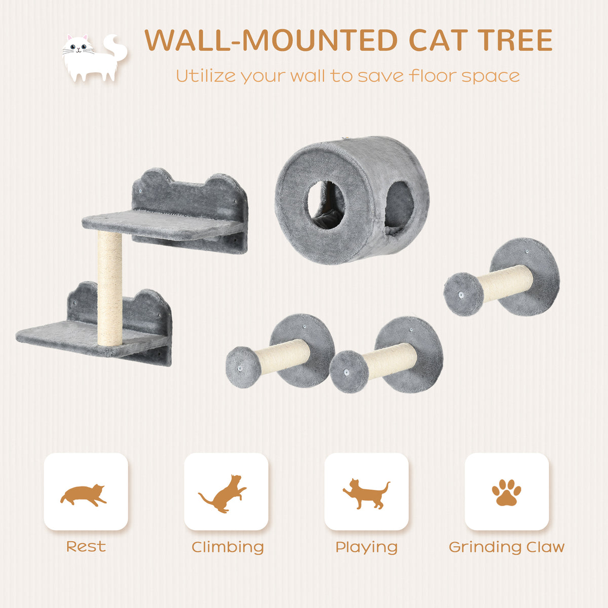 5-piece cat wall furniture set – view 5