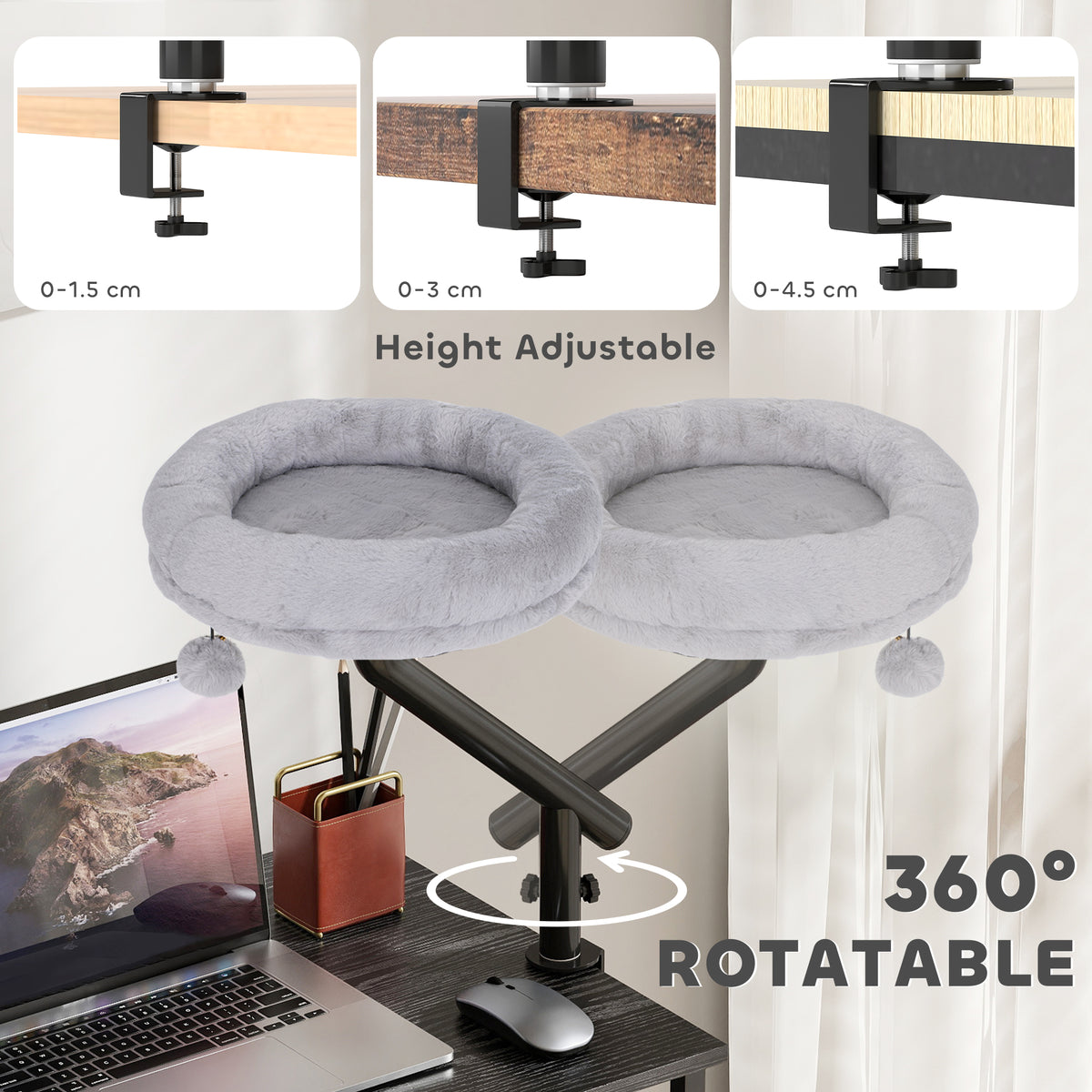 360° rotatable cat desk hammock bed – view 4